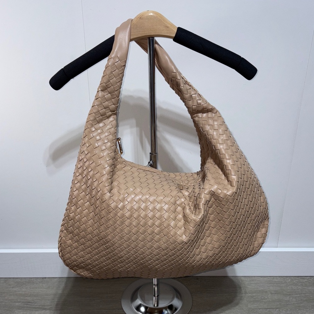 Urban expressions Laverne vegan leather woven hobo tan purse shoulder bag